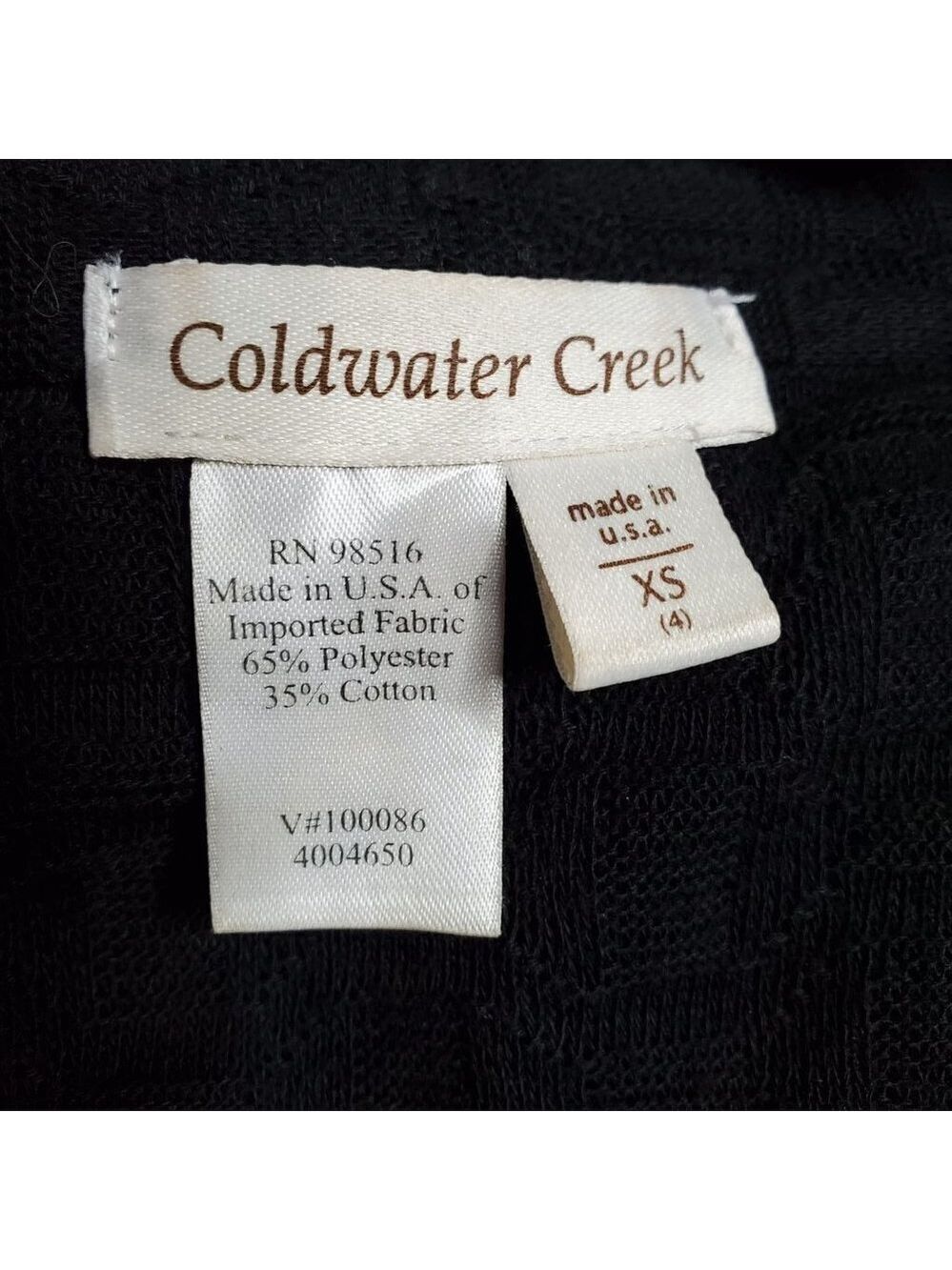 COLDWATER Creek Black Open Front Sleeveless Knit Cardigan Vest Sweater Size XS - Picture 6 of 7